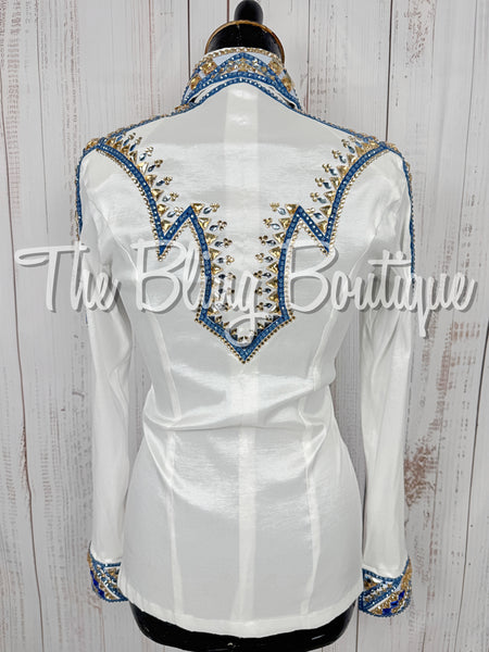White, Cornflower Blue & Tan Day Shirt Set (Small)