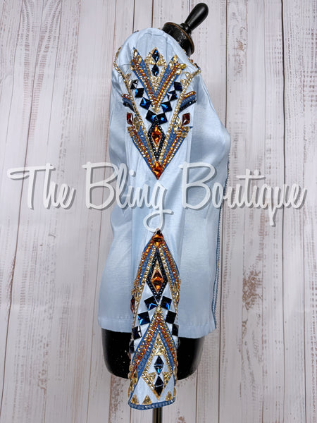 Ice Blue, Cornflower Blue, Copper & Tan Day Shirt Set (XS/Small)
