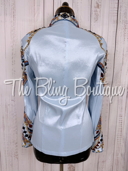 Ice Blue, Cornflower Blue, Copper & Tan Day Shirt Set (XS/Small)