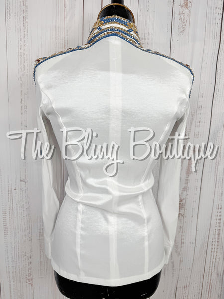 White, Cornflower Blue, Copper & Tan Day Shirt Set (XS/Small)
