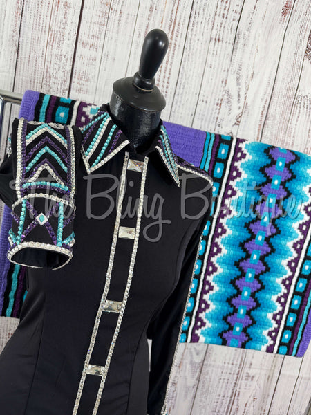 Black, Purple & Turquoise Day Shirt Set (S)