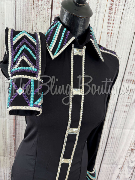 Black, Purple & Turquoise Day Shirt Set (S)