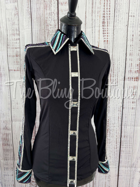 Black, Purple & Turquoise Day Shirt Set (S)