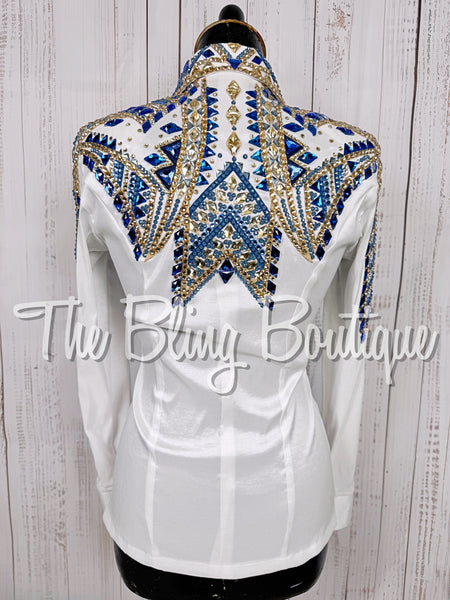 White, Cornflower Blue & Tan Day Shirt Set (XS/Small)