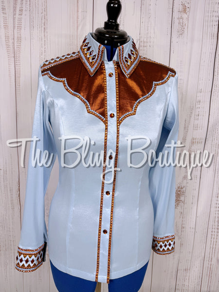 Ice Blue & Rust Two Toned Day Shirt Set (Medium)