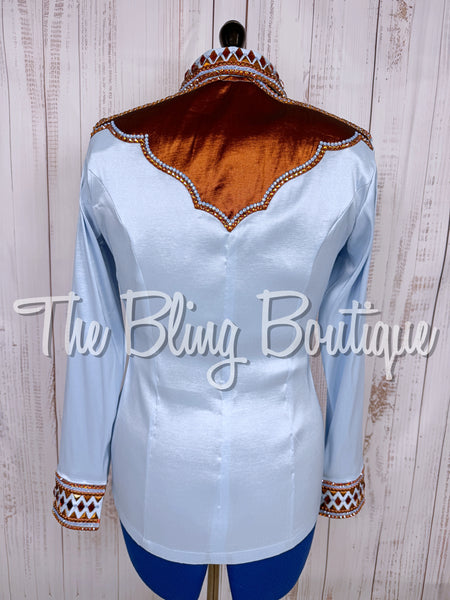Ice Blue & Rust Two Toned Day Shirt Set (Medium)