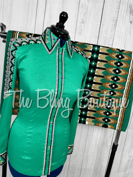 Kelly Green, Black & White/AB Day Shirt Set (Medium)