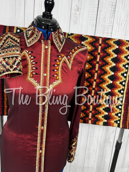 Burgundy, Copper, Tan & Black Day Shirt Set (Medium)