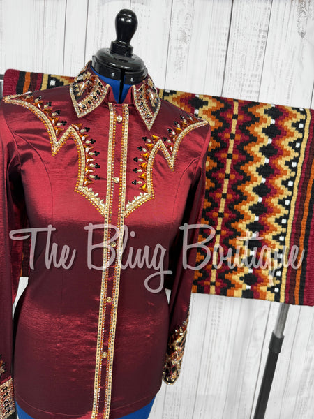 Burgundy, Copper, Tan & Black Day Shirt Set (Medium)