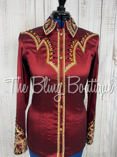 Burgundy, Copper, Tan & Black Day Shirt Set (Medium)