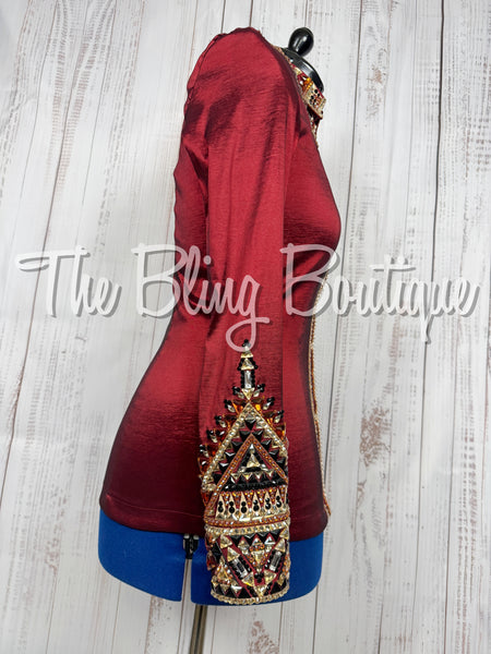 Burgundy, Copper, Tan & Black Day Shirt Set (Medium)