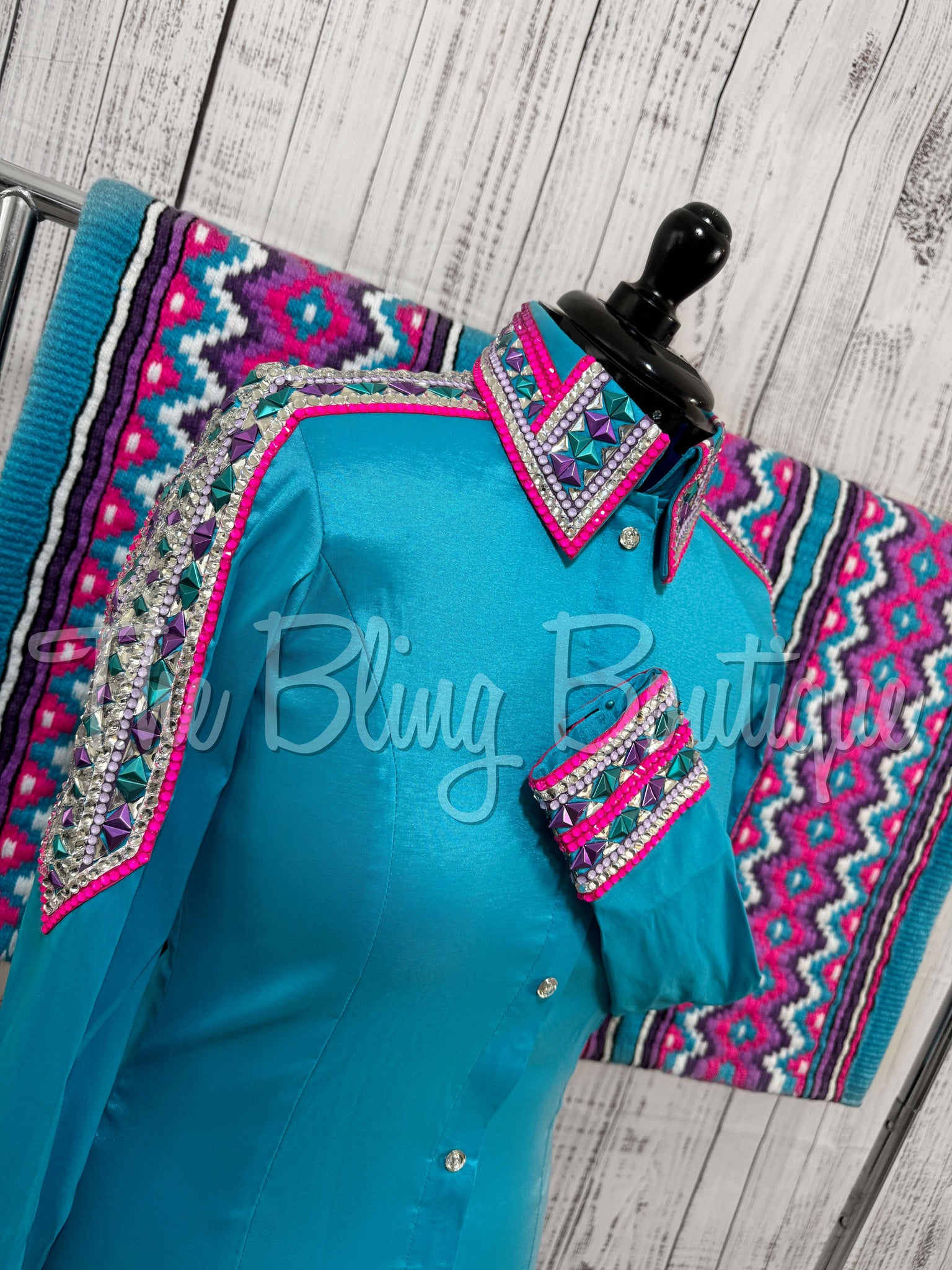 Turquoise, Purple & Bright Pink Day Shirt Set (M)