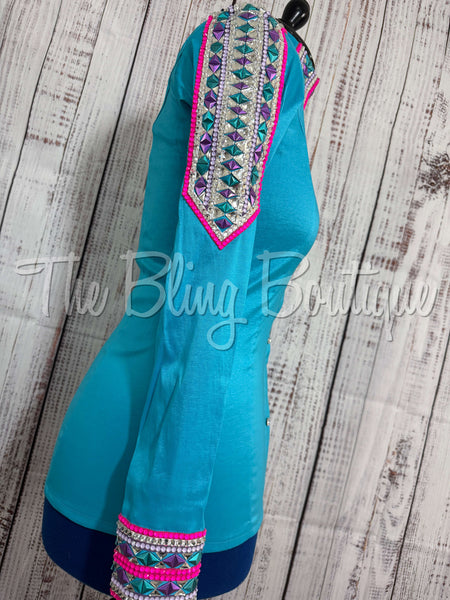 Turquoise, Purple & Bright Pink Day Shirt Set (M)