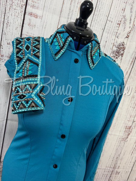 Turquoise & Black Day Shirt Set (M)