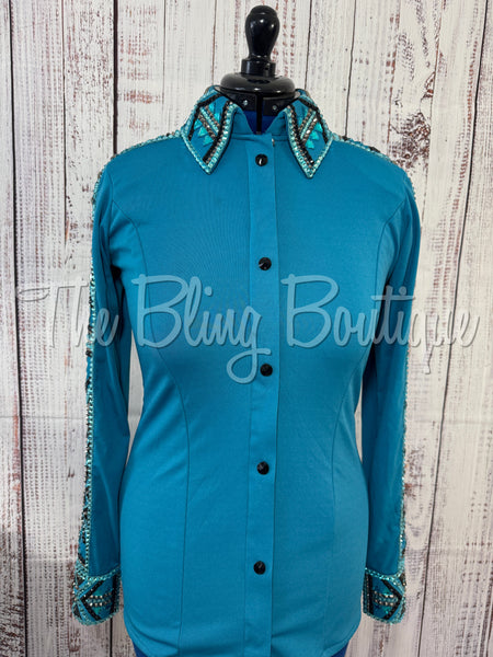 Turquoise & Black Day Shirt Set (M)