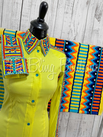 RE-ORDER Yellow, Turquoise, Royal & Orange Day Shirt Set (Choose Your Size)