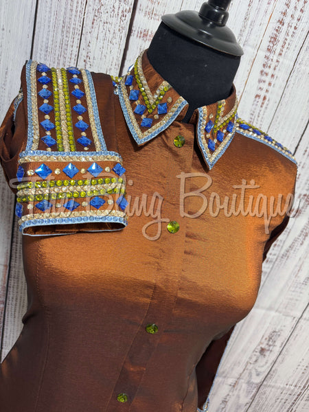 Rust, Periwinkle & Olive Green Day Shirt Set (XL)