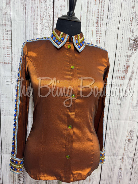 Rust, Periwinkle & Olive Green Day Shirt Set (XL)