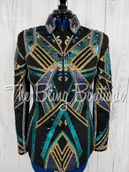 Black, Blue, Teal & Tan Showmanship Jacket (Large)