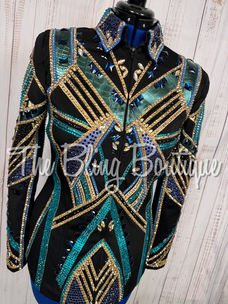 Black, Blue, Teal & Tan Showmanship Jacket (Large)