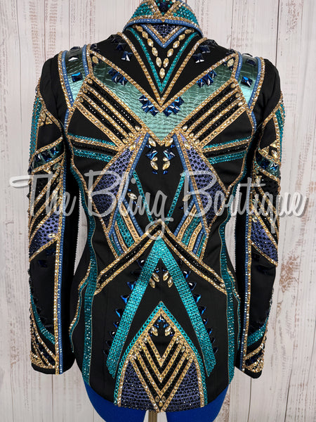 Black, Blue, Teal & Tan Showmanship Jacket (Large)