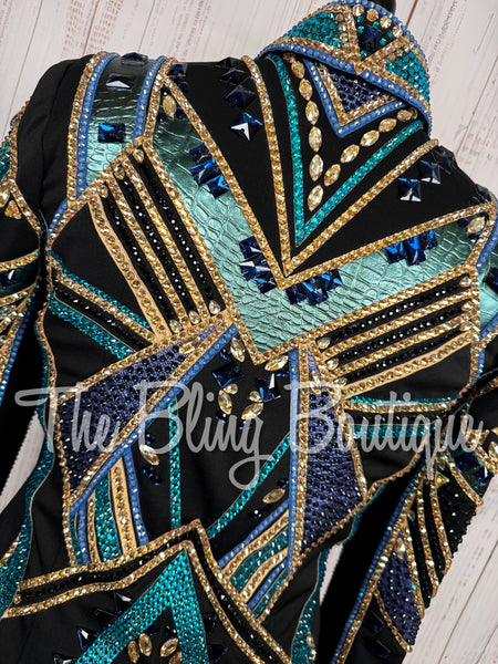 Black, Blue, Teal & Tan Showmanship Jacket (Large)