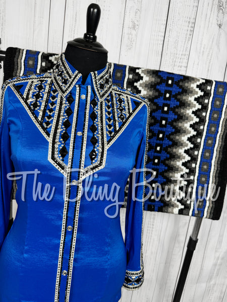 Royal Blue, Black & White Day Shirt Set (XL)