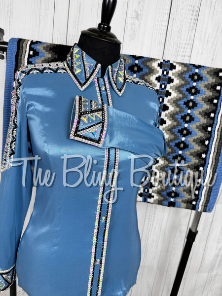 Cornflower Blue, Black & White/AB Day Shirt Set (XL)