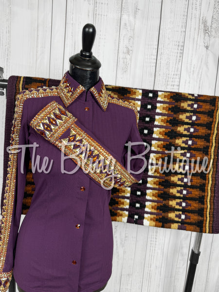 Plum, Copper & Tan Day Shirt Set (Small)