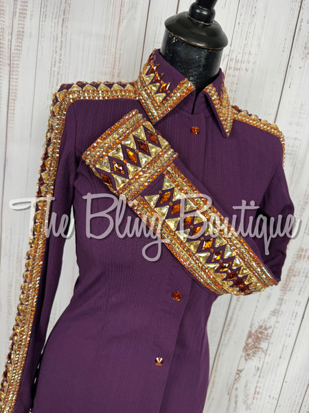 Plum, Copper & Tan Day Shirt Set (Small)