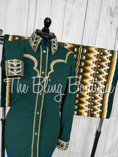 Forest Green, Tan & White Day Shirt Set (Medium)