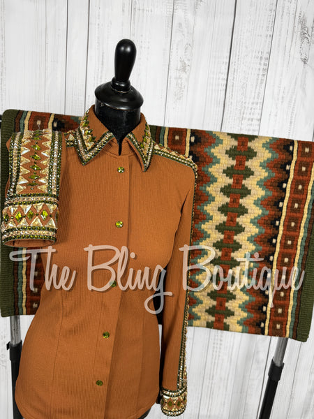 Rust, Olive Green & Tan Day Shirt Set (Small)