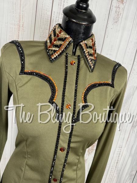 Olive Green, Copper, Tan & Black Day Shirt Set (Small)