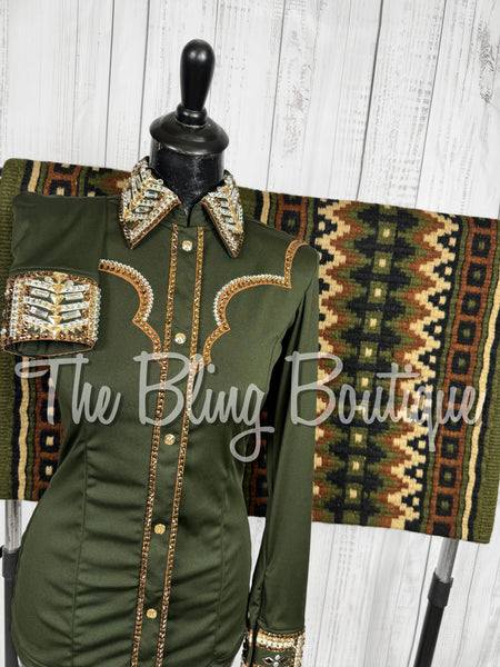 Dark Olive Green, Bronze & Tan Day Shirt Set (Small)