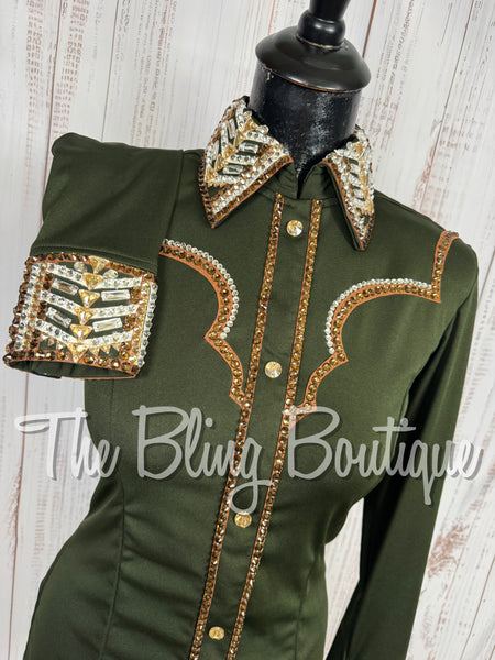 Dark Olive Green, Bronze & Tan Day Shirt Set (Small)