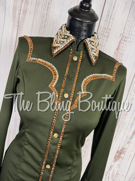 Dark Olive Green, Bronze & Tan Day Shirt Set (Small)