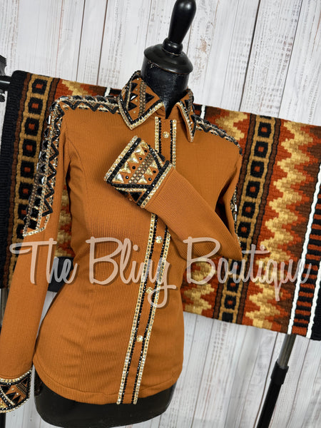 Rust, Bronze, Tan, Black & White Day Shirt Set (XS/S)