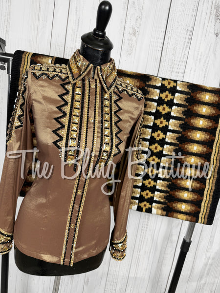 Mocha, Black & Tan Day Shirt Set (XS)