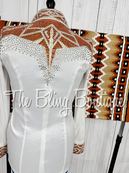 White & Copper Day Shirt Set (Medium)