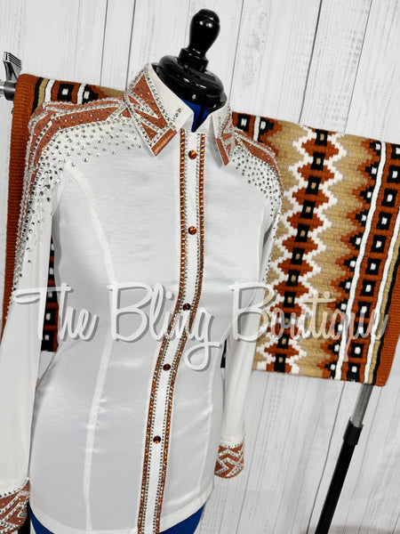 White & Copper Day Shirt Set (Medium)