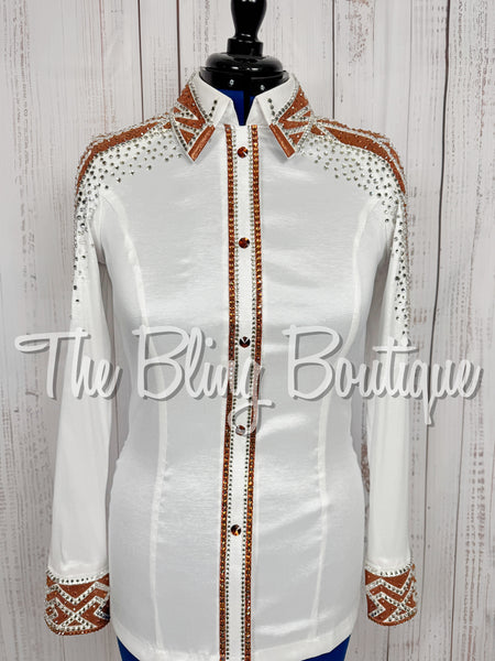 White & Copper Day Shirt Set (Medium)