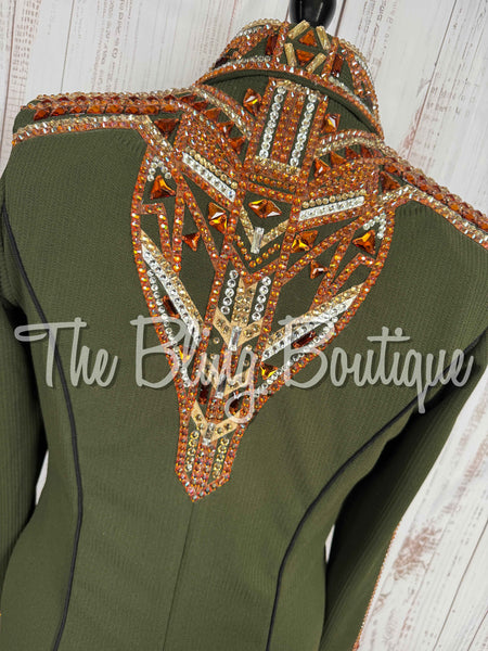 Olive Green, Rust, Tan & White Day Shirt Set (Large)