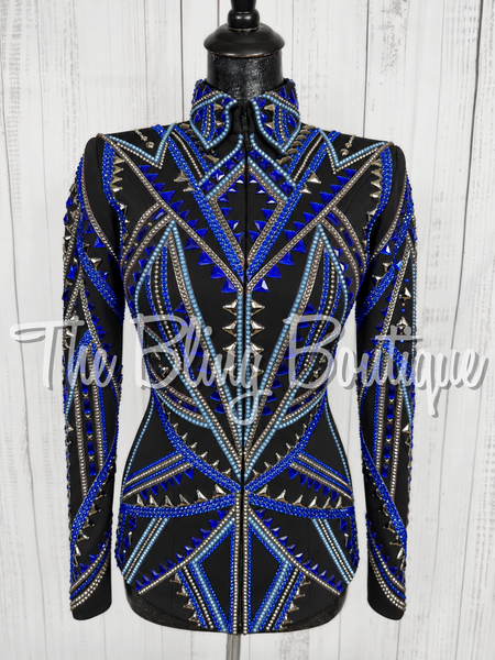 Black, Blue & Gunmetal Grey Showmanship Jacket (Small)