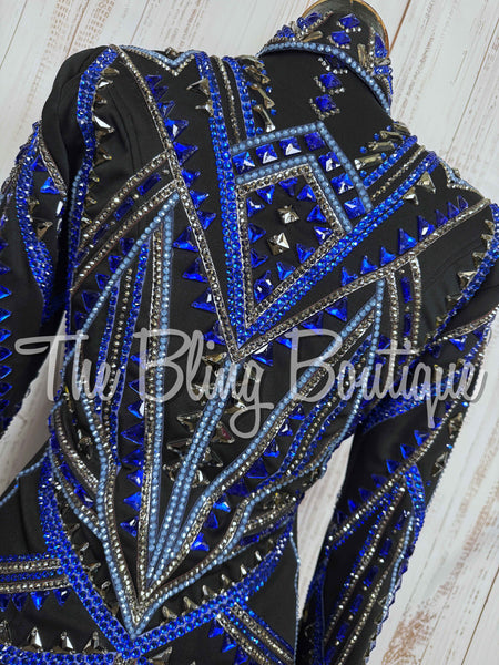 Black, Blue & Gunmetal Grey Showmanship Jacket (Small)