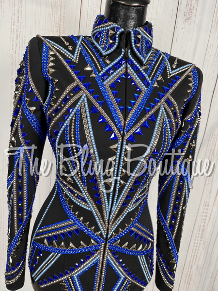 Black, Blue & Gunmetal Grey Showmanship Jacket (Small)