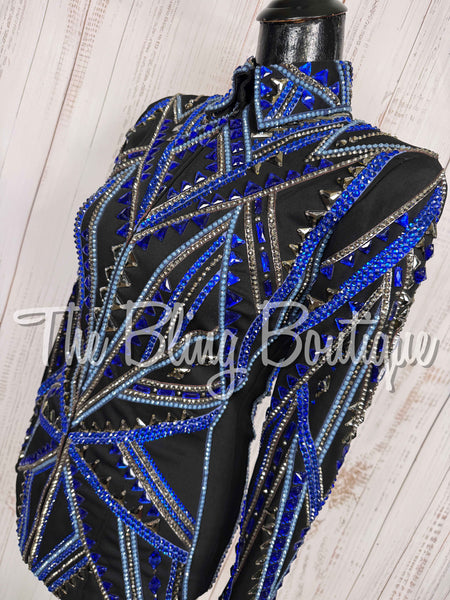 Black, Blue & Gunmetal Grey Showmanship Jacket (Small)