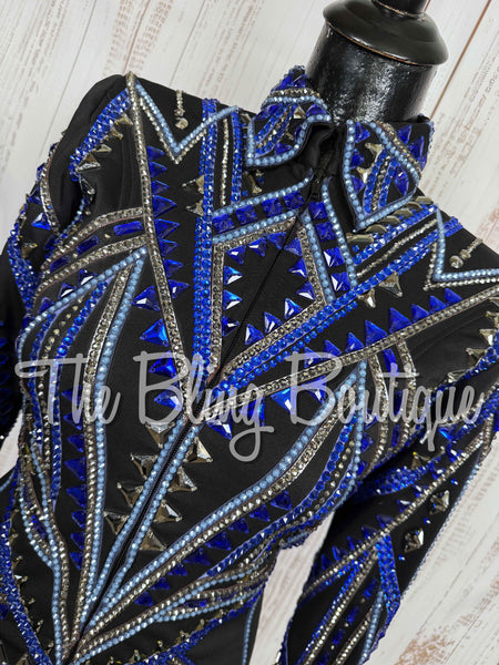 Black, Blue & Gunmetal Grey Showmanship Jacket (Small)