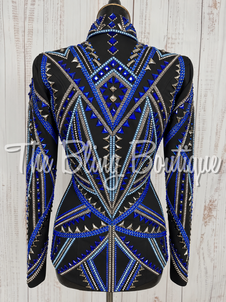 RE-ORDER Black, Blue & Gunmetal Grey Showmanship Jacket (Choose Your Size)