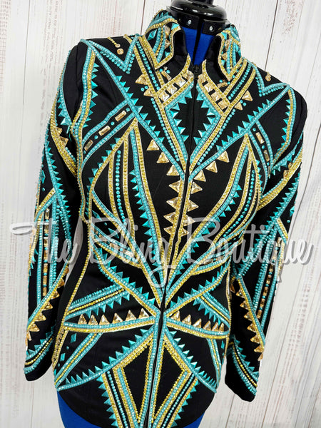 Black, Turquoise & Gold Showmanship Jacket (Medium)