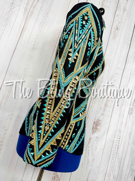 Black, Turquoise & Gold Showmanship Jacket (Medium)